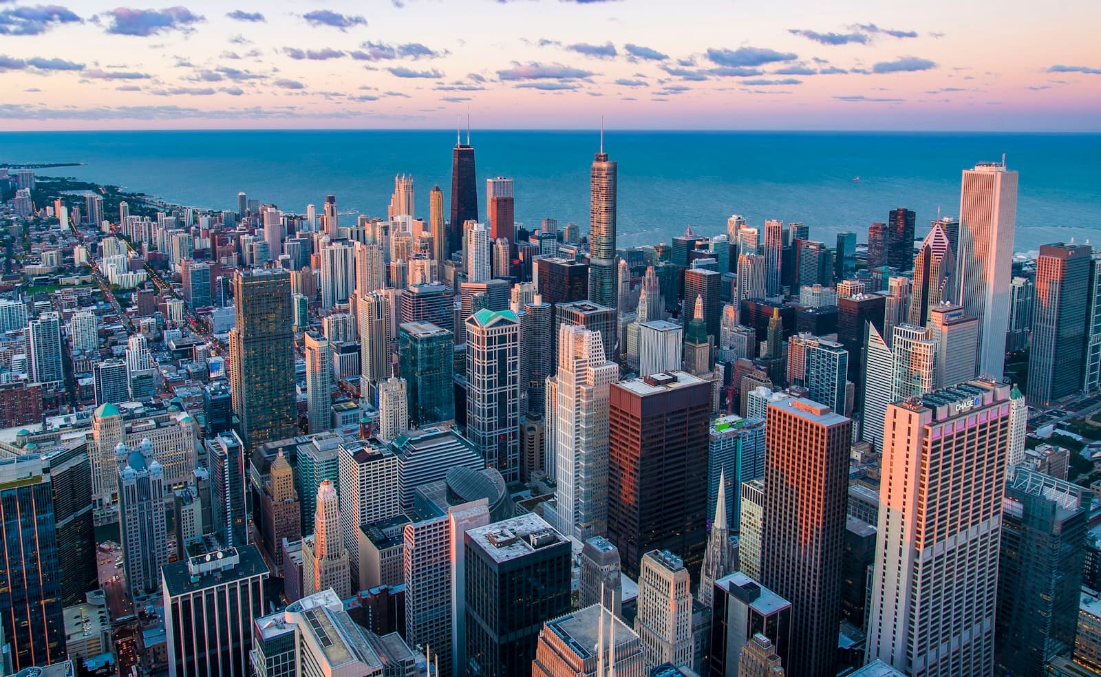 Chicago skyline at dusk